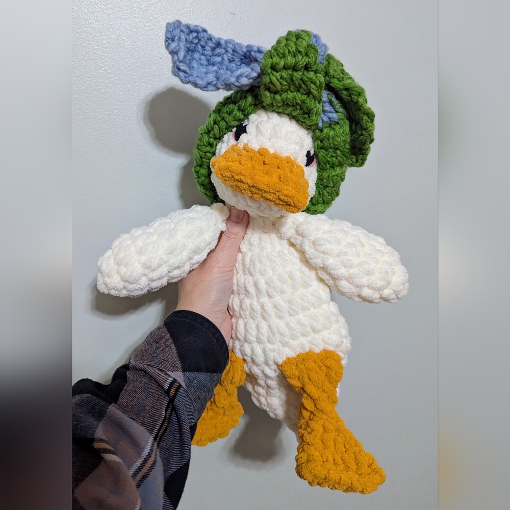 Handmade Crochet Della the Duck Snuggler Lovey Blanket perfect gift!